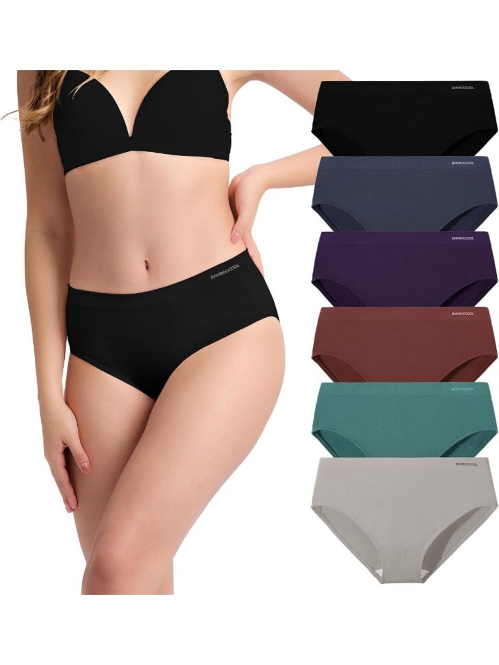 Bamboo Seamless Bikini Panties for Women | Breathable Hipster Underwear Set